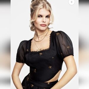 Disturbua Insectarium Embroidered Organza Corset Top